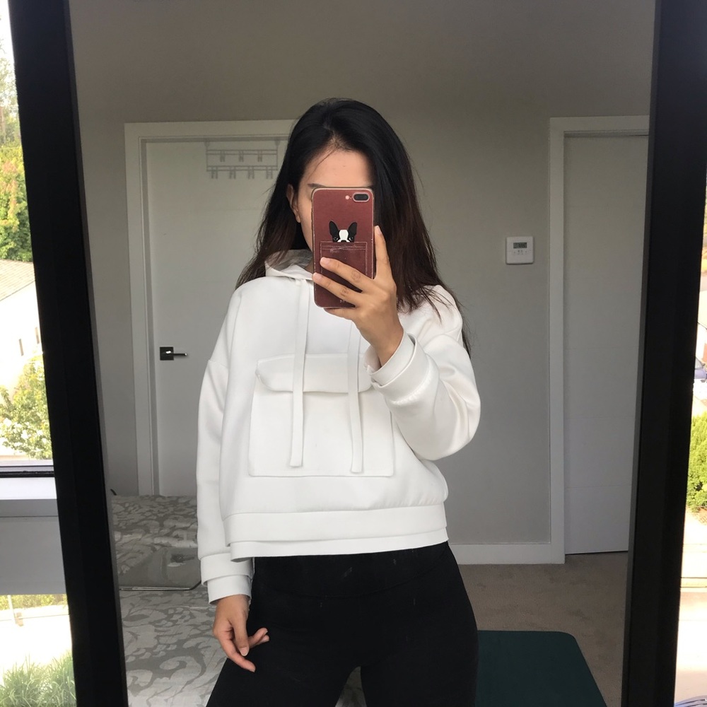 NENDU White Scuba Material Cropped Hoodie 💕💕
